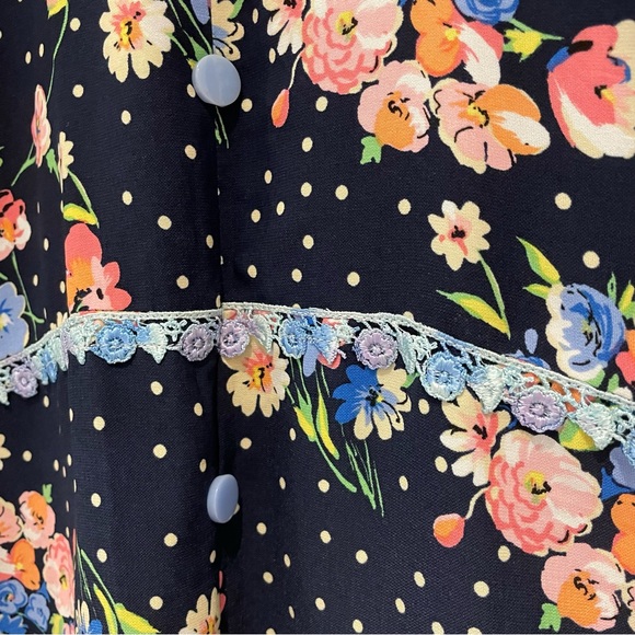 Vintage 80s Embroidered Floral Dress Size M-L - Picture 6 of 6